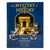 The Mystery of History volume 4 book cover. It is dark blue colored with lighter swirls. In the middle is a framed photo of the Arc De Triomphe lit up in the dark night by lights and cars driving near. On the sides of the main photo are 3 images, including; a cannon gun, The Lamb of God stained glass window located in the Somerset Withiel Florey Church, and a bronze Lincoln bust statue.