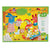 The Djeco Little Artist Sticker Medley box cover. The cover shows a picnic in the woods. One animal is pouring a cup of rainbow into another animals’ cup. The background is yellow with trees and flowers. There are other forest creatures joining the party. There are many colors and patterns throughout the image. Over the top are 4 project boards fanned out and text showing the age recommendation is age 3 to 6.