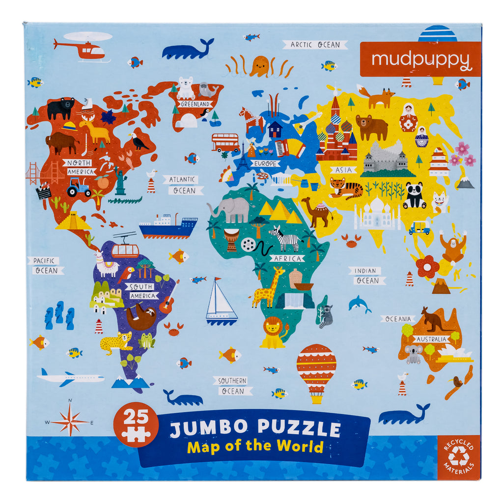 Jumbo Puzzle Map of the World - Geography - Timberdoodle Co