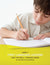 First Language Lessons 3 Teacher’s Guide cover. There is a large picture on the cover of a dark-haired boy looking down and concentrating on his writing in a notebook on a table. Over the bottom of the image is a transparent lime green wavy border with the text “Level 3, First Language Lessons for the Well-Trained Mind” in the middle.