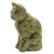 Green and brown colored soapstone cat figurine with a white background.