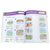 Smart Start Stem Pre K book open to show inside pages. The pages are white with a purple border at the top and the title “The Earth Has Land” on the top. The left page shows 4 images of a mountain, bridge, plain, and valley with questions about the picture under each one. The right page shows 2 columns of 4 images each and has you draw a line from a image in one column to a related image in the next column. The images in the left column are of people walking on land. The right are empty land images.